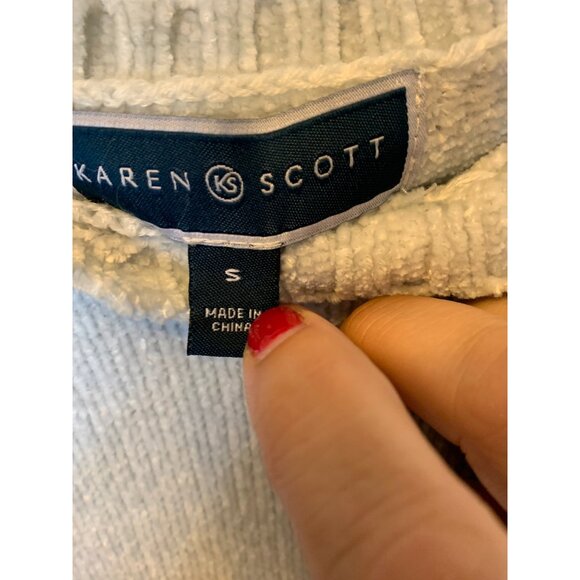 ๐ 2/$20 ๐ Soft Block Stripe Karen Scott Sweater Black & Gray sz S - Picture 4 of 5